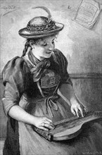 Woman In Alpine Traditional Costume Playing Zither
