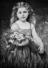 Young Girl With A Bouquet Of Field Flowers