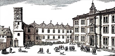 School Yard Of The Gymnasium At St. Anna In Augsburg / Schulhof Des Gymnasium Zu St. Anna In Augsburg