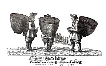 Begging Students With Their Baskets In Nuremberg