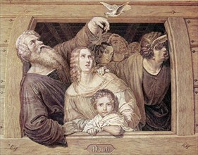 Noah And His Family Receive The Dove On Their Return To The Ark / Noah Giving The Gesture Of Orant As The Dove Returns