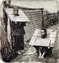 Punishment Of Criminals In China By A Throatboard