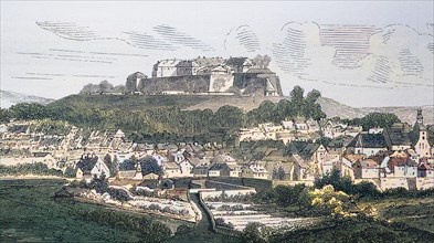 View Of The Citadel Of Bitsch And The Town Of Bitche In The Lorraine Region Around 1870