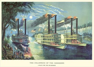 Steamboats on River.