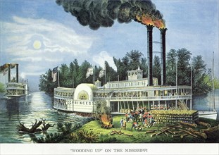 Steamship on Riverbank.