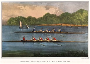Crew Race Between Oxford and Harvard.
