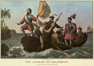 Columbus and Men in Canoe.