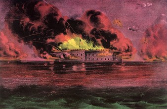 The Bombardment of Fort Sumter in Charleston Harbor.