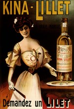 Lady with Wine Glasses and Bottle.