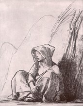 Peasant Girl Sitting at Foot of Millstone.