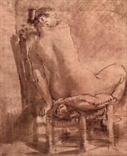 Seated Female Nude from the Back.