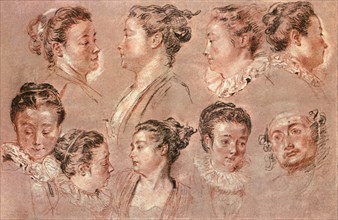 Studies of Women's Heads and a Man's Head.