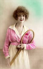 Tennis model with racquet.