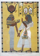 Egyptian Art with couple holding hands.