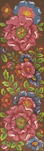 Rose Floral Repeat Pattern on Brown Background.
