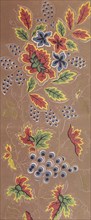 Floral Repeat Pattern on Brown Background.