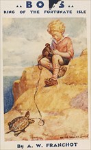 Little Boy with Monkey and Turtle.