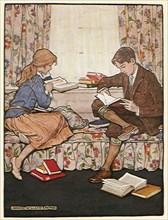 Two Teenagers reading Books.