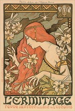 Woman with Long Orange Hair Amongst Flowers Poster.