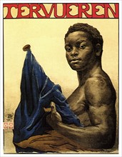 French Poster of Athlete holding flag.