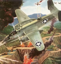 American Bomber attacks Japanese Convoy.