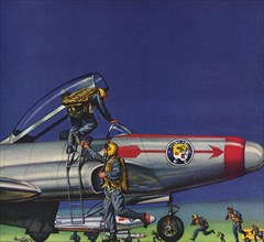 Pilots man Lockheed F-94 Starfire.