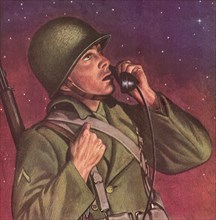 Soldier holding Phone.