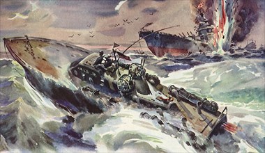 Motor Torpedo Boat attacking Japanese Ships.
