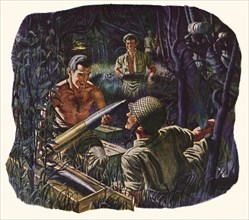 Soldiers handling Artillery Shells in Jungle.