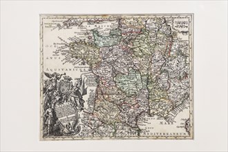 Matthaus Seutter. 17th Century Engraving. Gaul Map. France