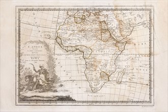 Cassini Giovanni Maria. Engraving of 1788. Map of Africa. Africa