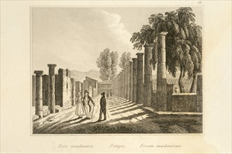 19th Century Engraving. Kingdom of Naples. Pompeii Foro Nundinario. Pompeii. Campania. Italy