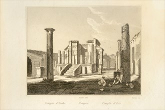 Duran. 19th Century Engraving. Kingdom of Naples. Pompeii Temple of Isis. Pompeii. Campania. Italy