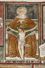 The Trinity. 15th Century Umbrian School Fresco Cycle. Church of San Giovanni Battista. Arrone. Valnerina. Umbria. Italy