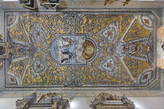 Ceiling of the Church of Saints Nicolò and Martino. Lapedona. Marche. Italy