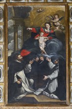 Second Altar On the Right Side Dedicated to the Holy Rosary. the Altarpiece (date 1682) Represents the Blessed Virgin. Author Giuseppe Ghezzi. Church of Saints Nicolò and Martino. Lapedona. Marche. It...