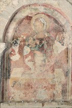 Fresco with Madonna with Child. Madonna Manù. Lapedona. Marche. Italy