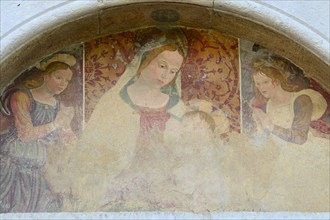 Central Portal Lunette Fresco. Collegiate Church of Santa Maria. Ferentillo. Valnerina. Umbria. Italy