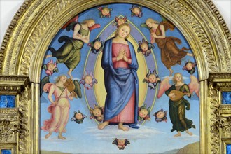 Corciano (Italy, Umbria, province of Perugia), Church of Santa Maria Assunta. Perugino, Assumption of the Virgin, painting on wood