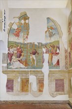 Città della Pieve (Italy, Umbria, province of Perugia), Church of Santa Maria dei Servi. Chapel of the Madonna della Stella, Perugino, Deposition from the cross, fresco, 15th-16th century