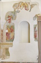Città della Pieve (Italy, Umbria, province of Perugia), Church of Santa Maria dei Servi. Chapel of the Madonna della Stella, Perugino, Lamentation over the Dead Christ, fresco, 15th-16th century. Deta...
