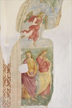 Città della Pieve (Italy, Umbria, province of Perugia), Church of Santa Maria dei Servi. Chapel of the Madonna della Stella, Perugino, Deposition from the cross, fresco, 15th-16th century. Detail