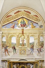 Panicale (Italy, Umbria, province of Perugia), Church of San Sebastiano. Perugino, Martyrdom of San Sebastiano, fresco, 1505
