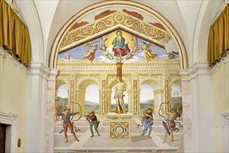 Panicale (Italy, Umbria, province of Perugia), Church of San Sebastiano. Perugino, Martyrdom of San Sebastiano, fresco, 1505
