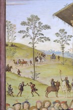 Città della Pieve (Italy, Umbria, province of Perugia), Oratory of Santa Maria dei Bianchi, Perugino, Adoration of the Magi, fresco dimensions 700x650 cm, dating 1504. Detail