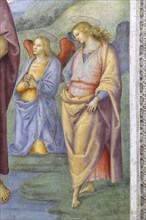 Foligno (Italy, Umbria, province of Perugia), Oratory of the Nunziatella. Perugino, Baptism and the Eternal Adored by two angels, fresco. Detail