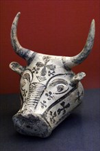 Pottery rhyton in form of a bull's head