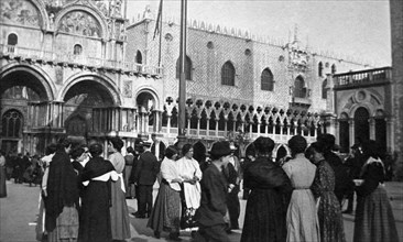 italy, venice, st mark's square, st mark's basilica, 1914
