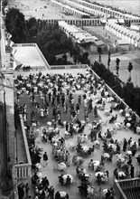 italy, lido di venezia, terrace of excelsior hotel, 1940