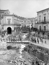 italy, sicily, modica after the inundation, 26th september 1902